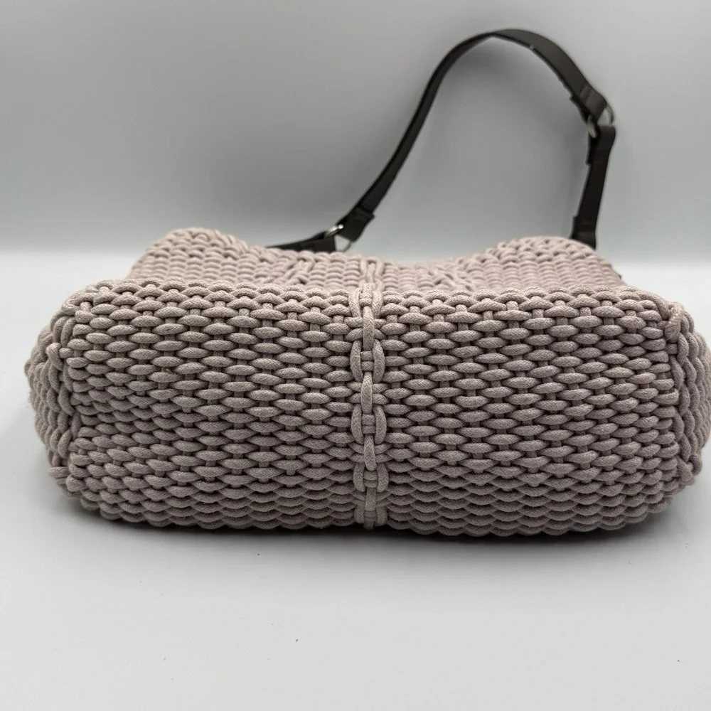 Liz Claiborne‎ Vintage Knit Shoulder Bag Beige Braided Boho Y2K Hobo Purse